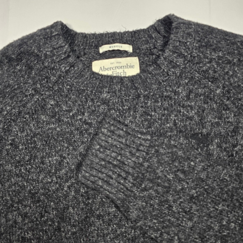 Y2K Abercrombie & Fitch Mens‎ XXL Gray Muscle Fit Knit Sweater Moose